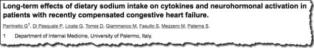 Long-term effects of dietary sodium intake on cytokines and neurohormonal activation inpatients with recently compensated congestive heart failure. 