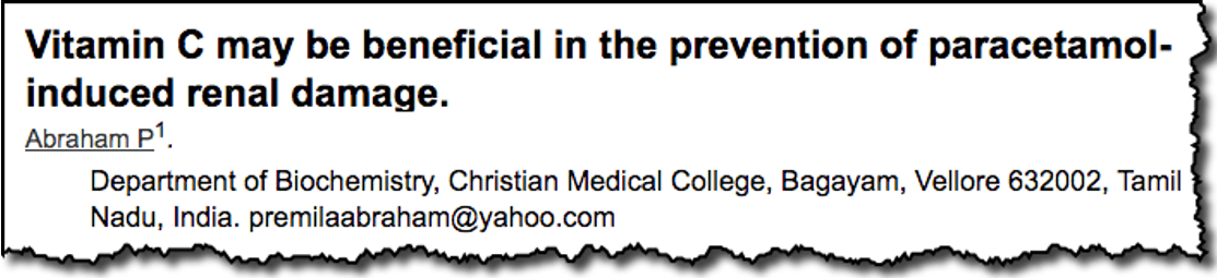 Vitamin C may be beneficial in the prevention of paracetamol-induced renal damage