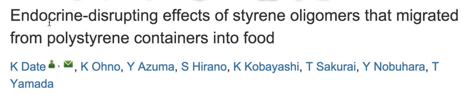 Endocrine-disrupting effects of styrene oligomers that migrated from polystyrene containers into food