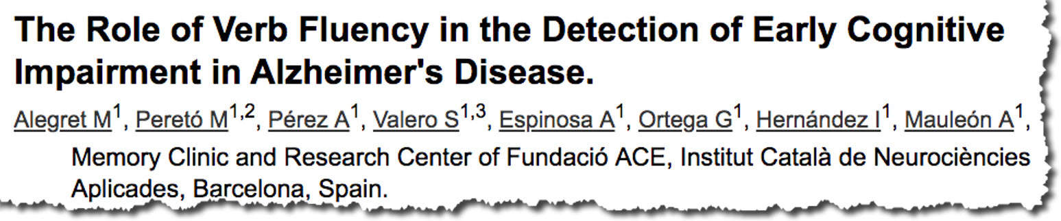 The Role of Verb Fluency in the Detection of Early Cognitive Impairment in Alzheimer's Disease