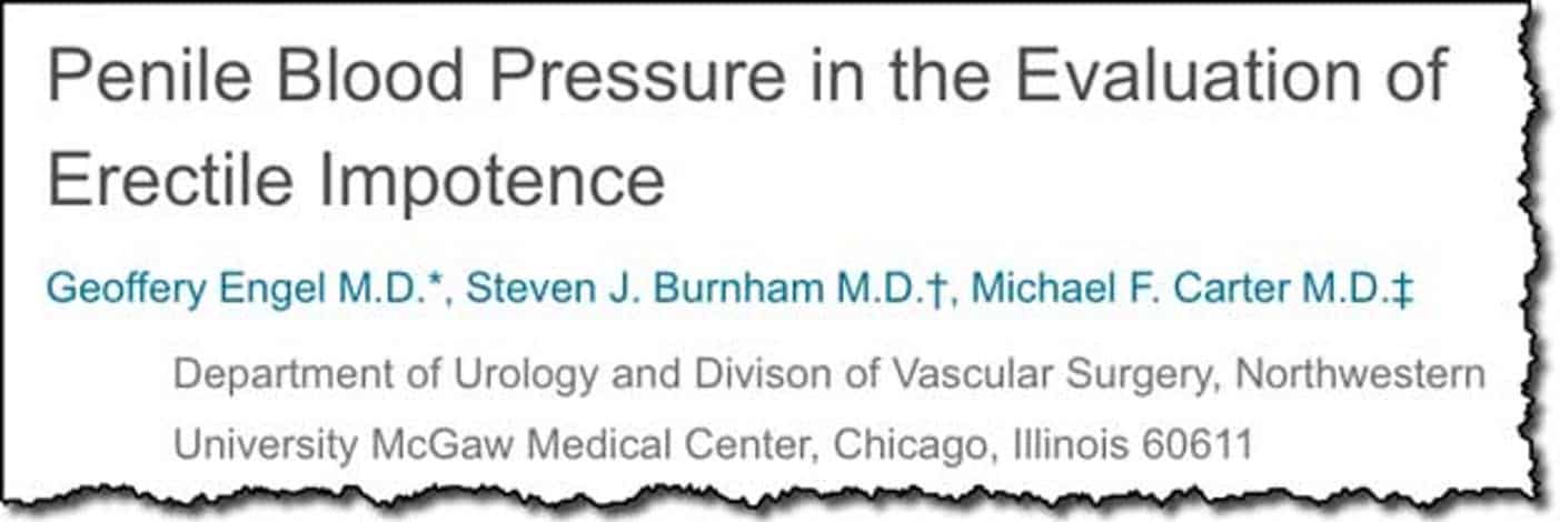 Penile Blood Pressure in the Evaluation of Erectile Impotence