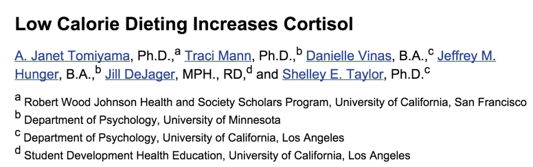 Low-Calorie Dieting Increases Cortisol