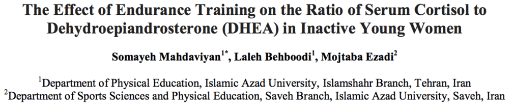 The Effect of Endurance Training on the Ratio of Serum Cortisol to Dehydroepiandrosterone (DHEA) in Inactive Young Women