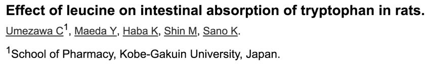 Effect of leucine on intestinal absorption of tryptophan in rats