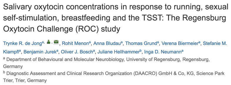 Salivary oxytocin concentrations in response to running, sexual self-stimulation, breastfeeding and the TSST: The Regensburg Oxytocin Challenge (ROC) study