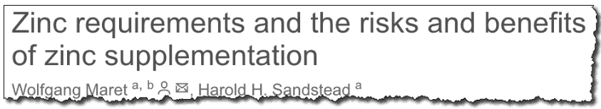 Zinc requirements and the risks and benefits of zinc supplementation