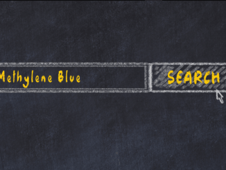 Medical concept. Chalk drawing of a search engine window looking for drug methylene blue.