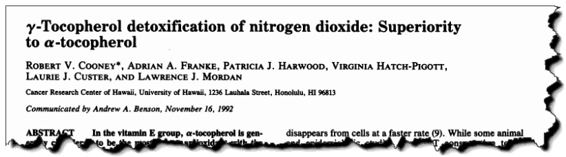 Gamma-tocopherol detoxification of nitrogen dioxide: superiority to alpha-tocopherol.