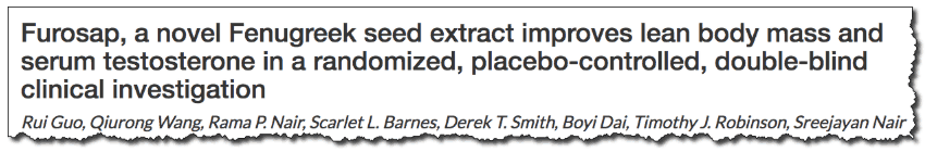 Furosap, a novel Fenugreek seed extract improves lean body mass and serum testosterone in a randomized, placebo-controlled, double-blind clinical investigation