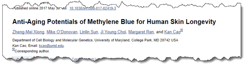 Anti-Aging Potentials of Methylene Blue for Human Skin Longevity