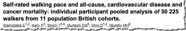 Self-rated walking pace and all-cause, cardiovascular disease and cancer mortality: individual participant pooled analysis of 50 225 walkers from 11 population British cohorts