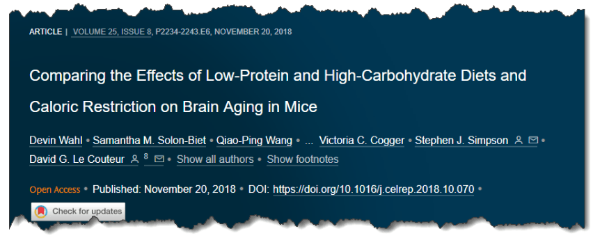 Comparing the Effects of Low-Protein and High-Carbohydrate Diets and Caloric Restriction on Brain Aging in Mice