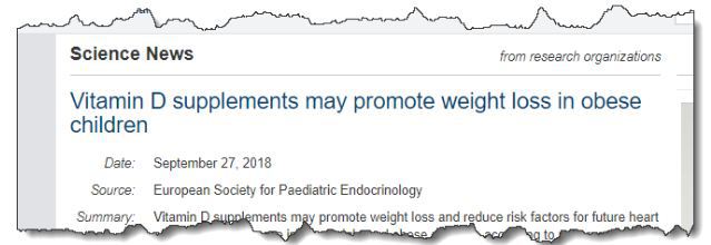 Vitamin D supplements may promote weight loss in obese children