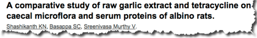 A comparative study of raw garlic extract and tetracycline on caecal microflora and serum proteins of albino rats.