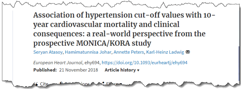 Association of hypertension cut-off values with 10-year cardiovascular mortality and clinical consequences: a real-world perspective from the prospective MONICA/KORA study