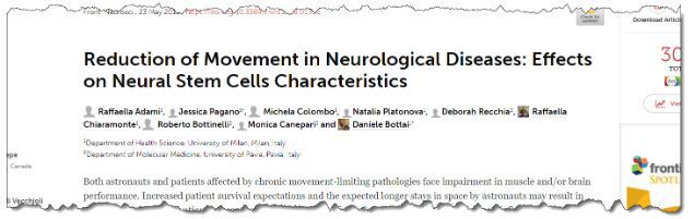 Reduction of Movement in Neurological Diseases: Effects on Neural Stem Cells Characteristics