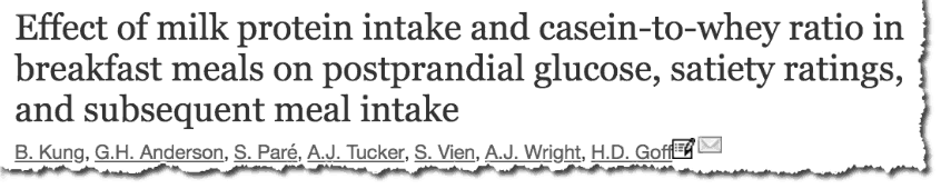 Effect of milk protein intake and casein-to-whey ratio in breakfast meals on postprandial glucose, satiety ratings, and subsequent meal intake