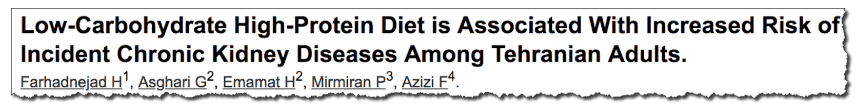 Low-Carbohydrate High-Protein Diet is Associated With Increased Risk of Incident Chronic Kidney Diseases Among Tehranian Adults