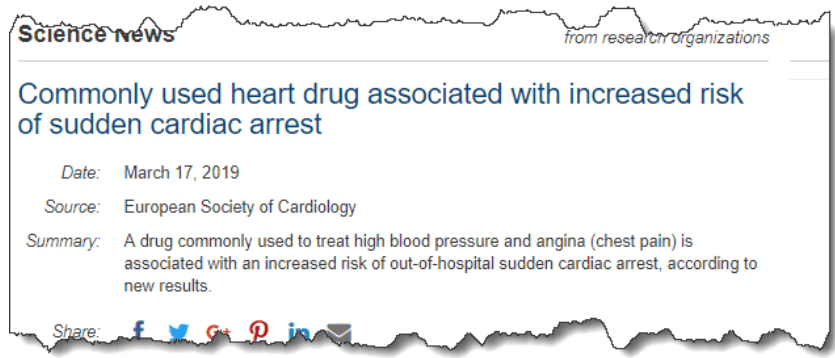 Commonly used heart drug associated with increased risk of sudden cardiac arrest