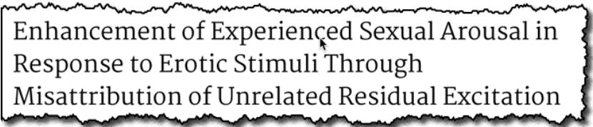 Enhancement of Experienced Sexual Arousal in response to Erotic Stimuli Through Misattribution of Unrelated Residual Excitation