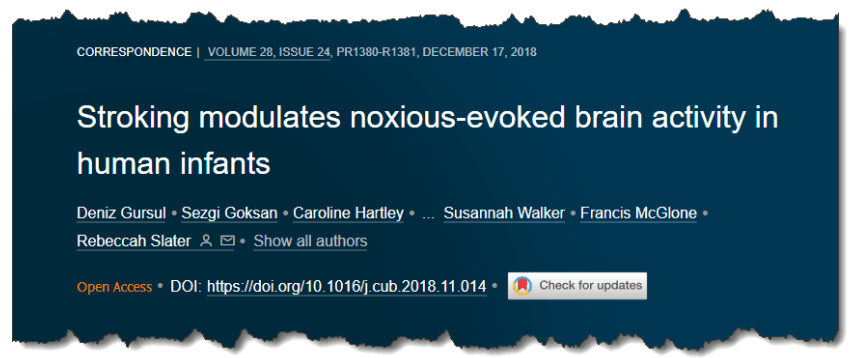 stroking modulates noxious-evoked brain activity in human infants