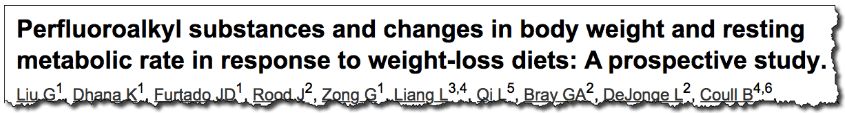 Perfluoroalkyl substances and changes in body weight and resting metabolic rate in response to weight-loss diets: A prospective study.