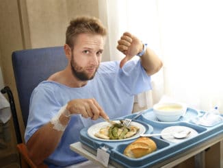 Young man in hospital room