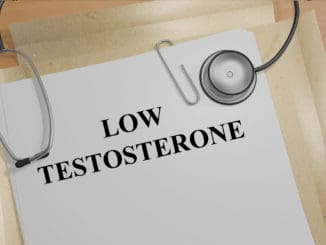 Render illustration of Low Testosterone title on medical documents