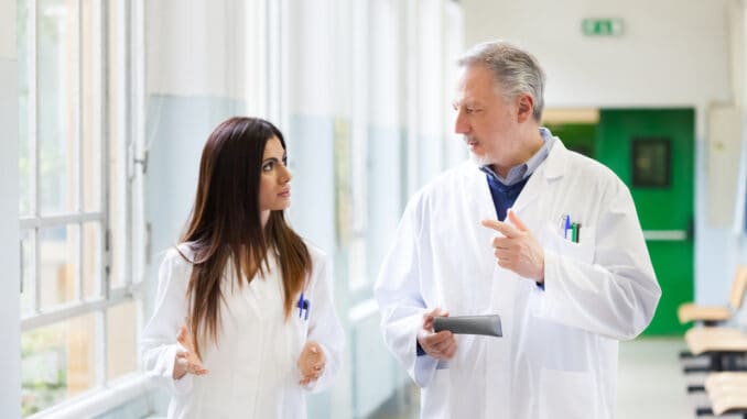 Doctors talking in an hospital