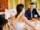 Young couple drinking red wine in a restaurant