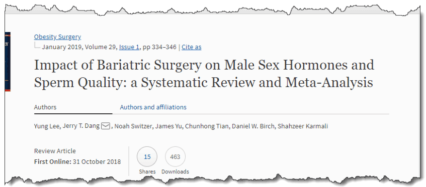 Impact of Bariatric Surgery on Male Sex Hormones and Sperm Quality: a Systematic Review and Meta-Analysis