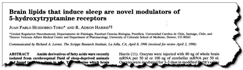 Brain lipids that induce sleep are novel modulators of 5-hydroxytrypamine receptors