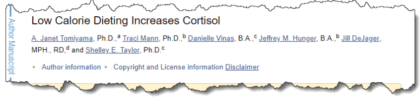 Low Calorie Dieting Increases Cortisol