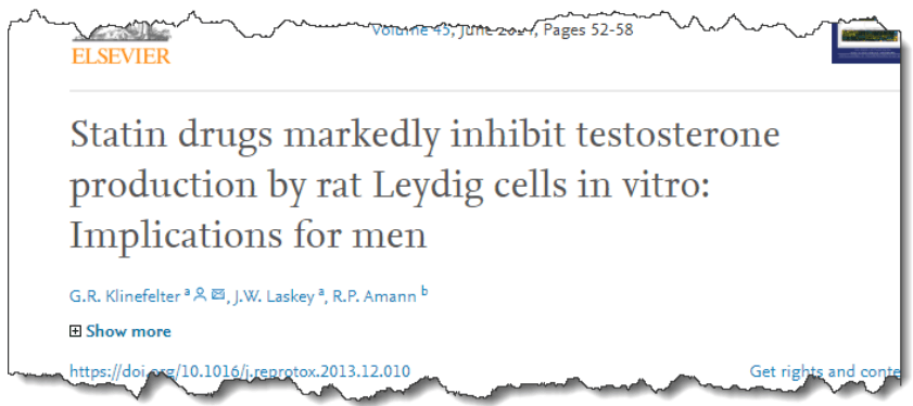 Statin drugs markedly inhibit testosterone production by rat Leydig cells in vitro: implications for men