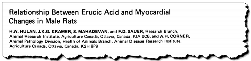 Relationship between erucic acid and myocardial changes in male rats.