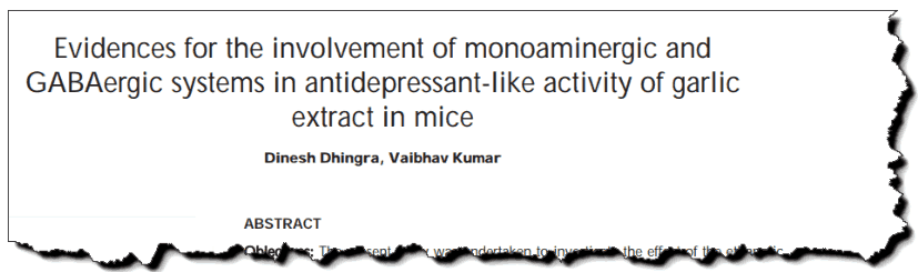 Evidences for the involvement of monoaminergic and GABAergic systems in antidepressant-like activity of garlic extract in mice.