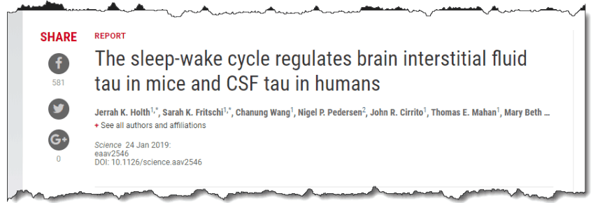 The sleep-wake cycle regulates brain interstitial fluid tau in mice and CSF tau in humans