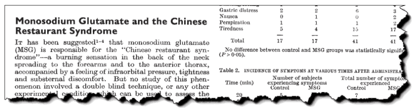 Monosodium glutamate and the Chinese restaurant syndrome.
