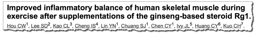 Improved Inflammatory Balance of Human Skeletal Muscle during Exercise after Supplementations of the Ginseng-Based Steroid Rg1