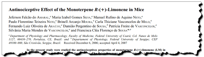 Antinociceptive effect of the monoterpene R-(+)-limonene in mice.