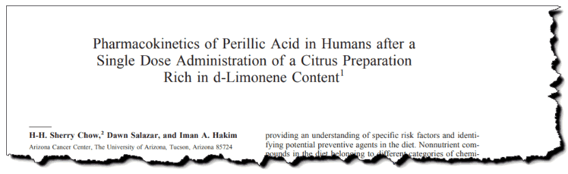 Pharmacokinetics of Perillic Acid in Humans after a single dose administration of a citrus preparation rich in d-Limonene content