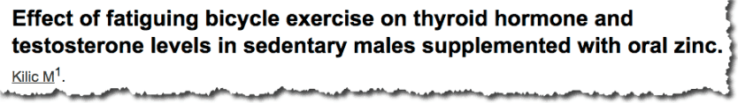 Effect of fatiguing bicycle exercise on thyroid hormone and testosterone levels in sedentary males supplemented with oral zinc.