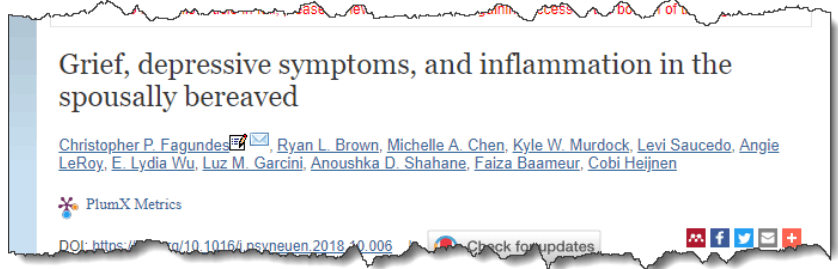 Grief, depressive symptoms, and inflammation in the spousally bereaved