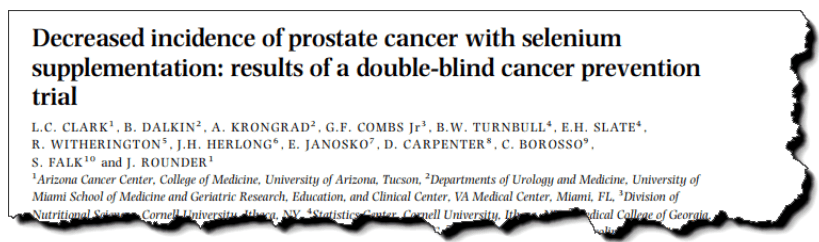 Decreased incidence of prostate cancer with selenium supplementation: results of a double-blind cancer prevention trial.