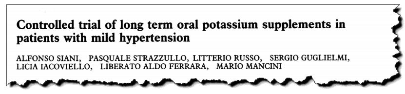 Controlled trial of long term oral potassium supplements in patients with mild hypertension