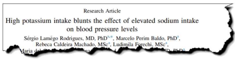 High potassium intake blunts the effect of elevated sodium intake on blood pressure levels.