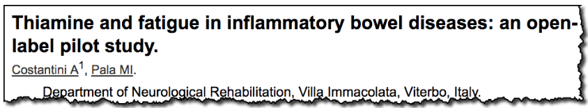 Thiamine and fatigue in inflammatory bowel diseases: an open-label pilot study.