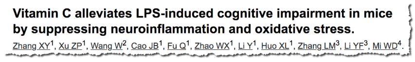 Vitamin C alleviates LPS-induced cognitive impairment in mice by suppressing neuroinflammation and oxidative stress