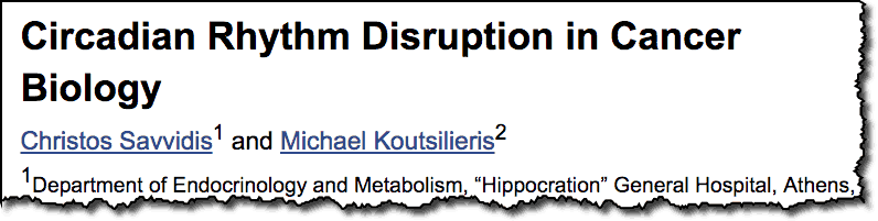 Circadian Rythm Disruption in Cancer Biology