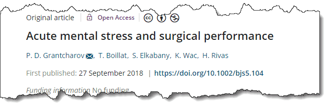 Acute mental stress and surgical performance